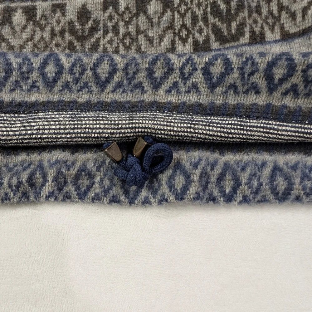 vtg French Country Express Blue Patterned Quarter-Zip Sweatshirt Mens Size S‎